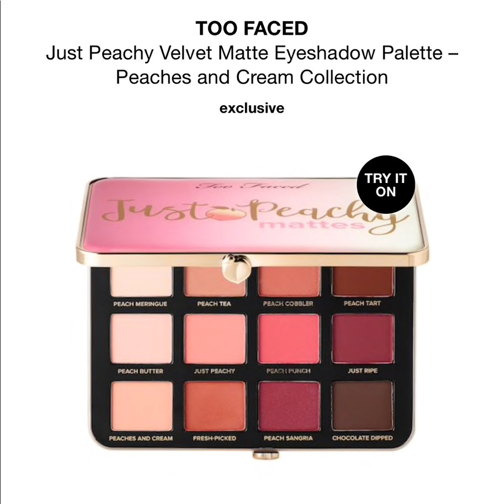 NEW Too Faced Just Peachy Matte eyeshadow palette